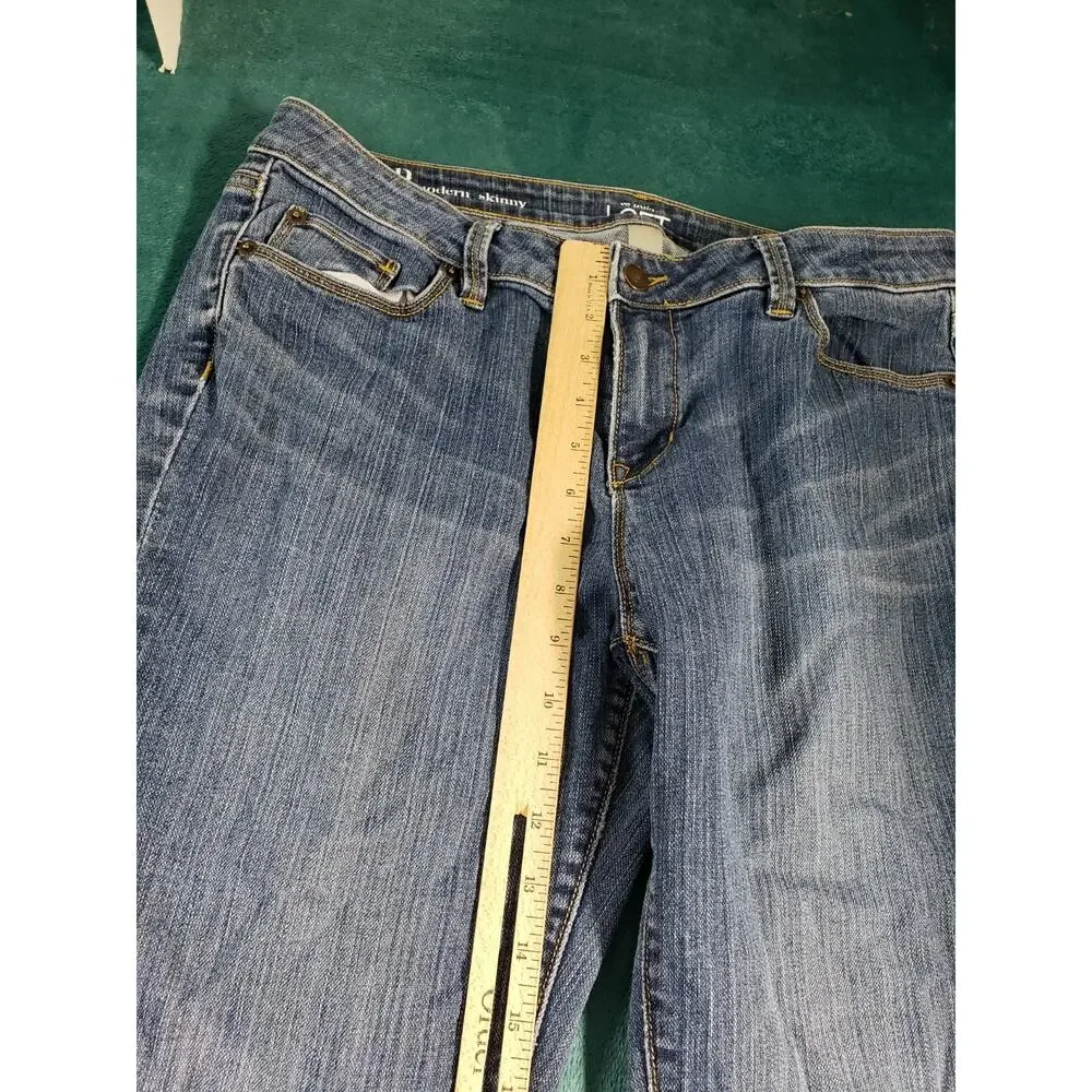 Loft Jeans Size 12 Petite Women Blue Pants Denim Stretch Mid Rise Modern Skinny